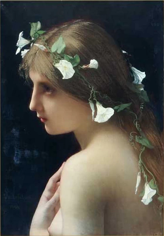 Ninfa con fiori di gloria mattutina